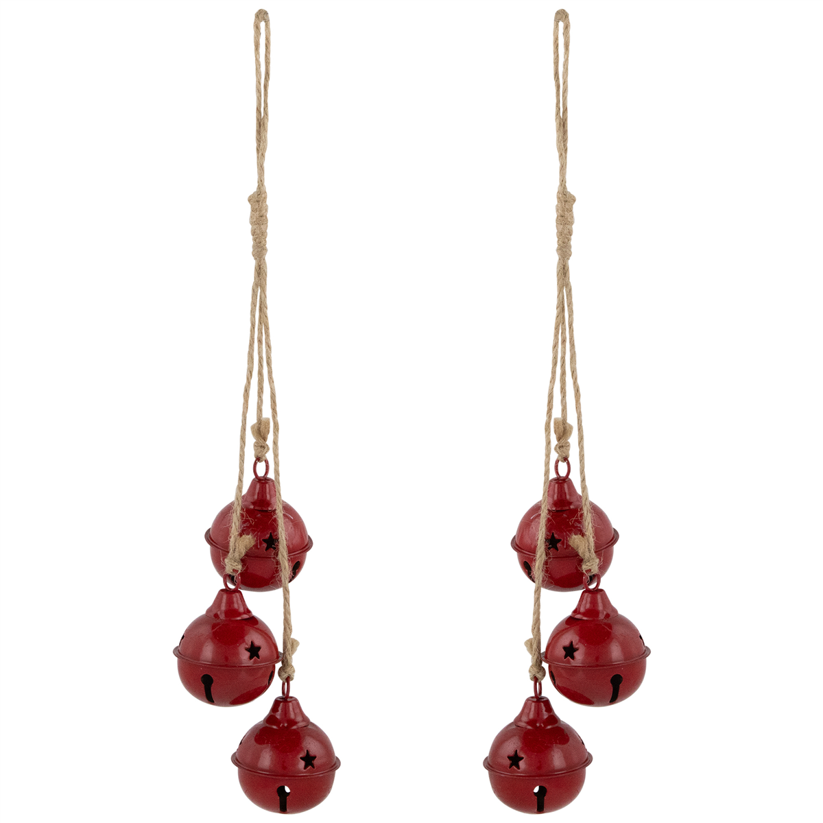 Northlight 2pk. Red Cascading Christmas Jingle Bell Ornaments