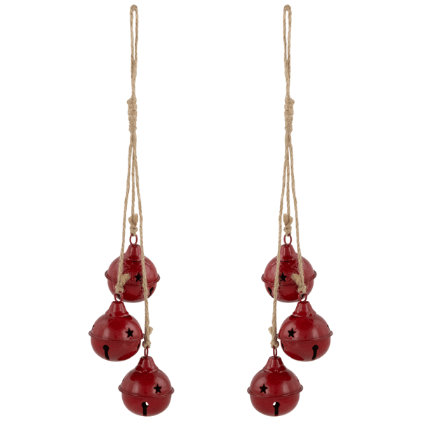Northlight 2pk. Red Cascading Christmas Jingle Bell Ornaments