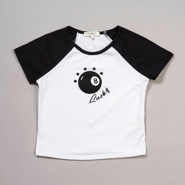 Girls (7-16) No Comment Lucky 8 Ball Short Sleeve Raglan Tee - image 