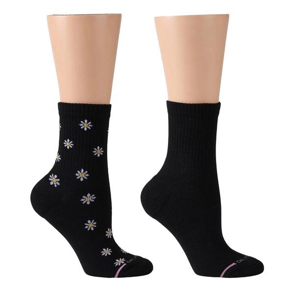 Womens Dr. Motion 2pk. Mini Daisy Rib Mid Crew Socks