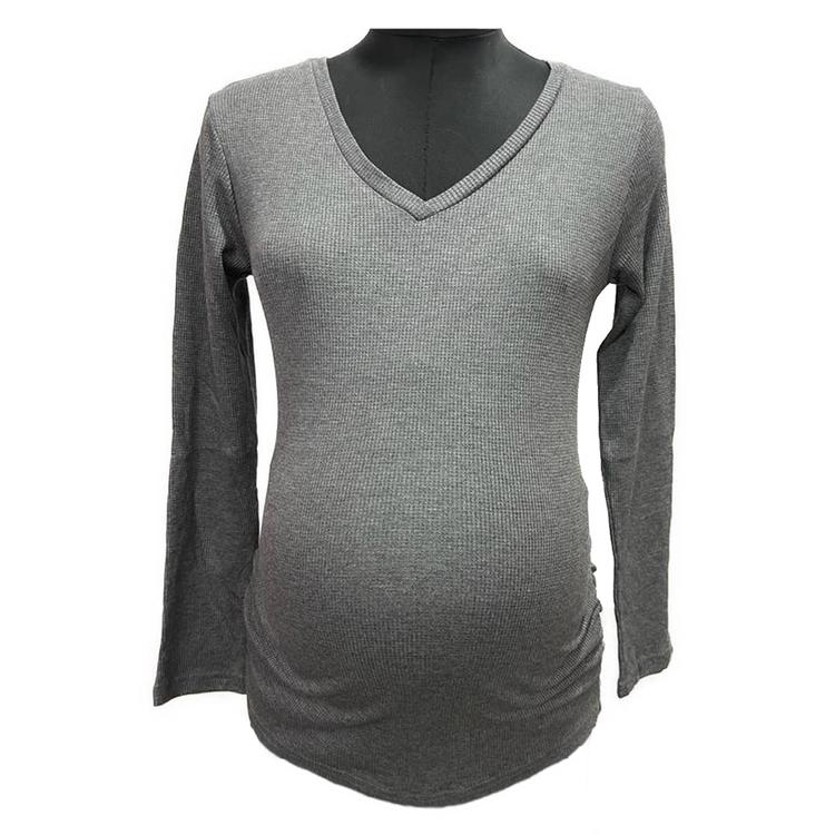 Womens Times Two Side Ruched Waffle Knit Maternity Tee
