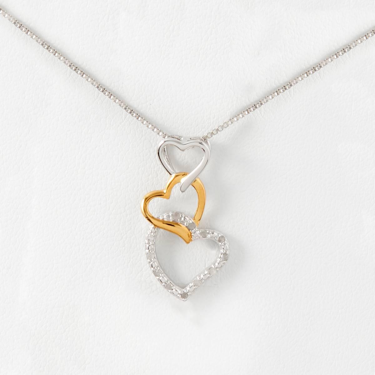 Marsala 1/10ctw. Diamond Accent Graduated Heart Necklace