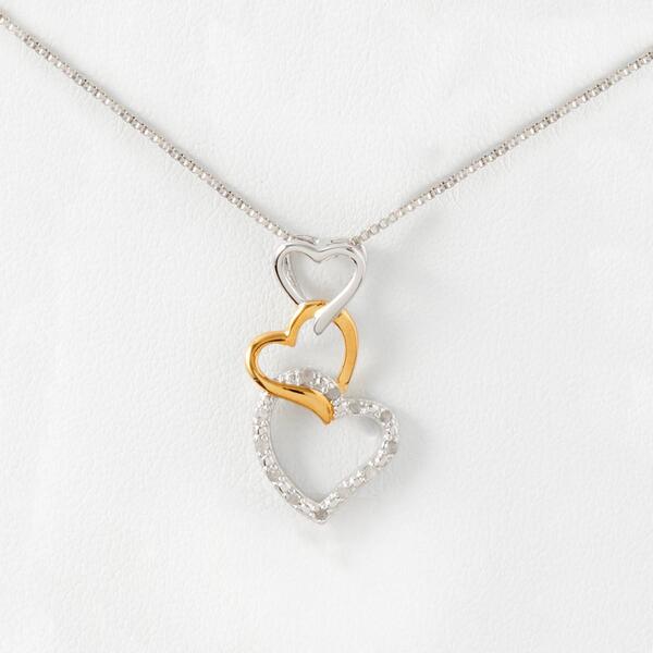 Marsala 1/10ctw. Diamond Accent Graduated Heart Necklace - image 