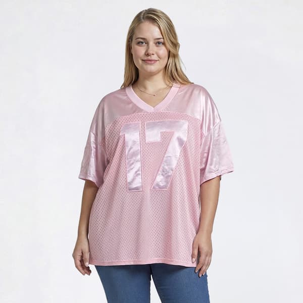 Juniors Plus Jolie & Joy Oversized Short Sleeve Jersey Top - image 