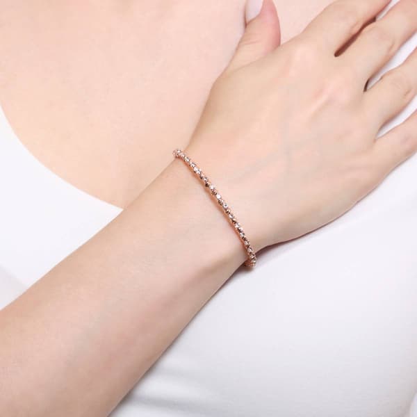 Athra Rose Gold over Brass Bead & Crystal Coil Bracelet