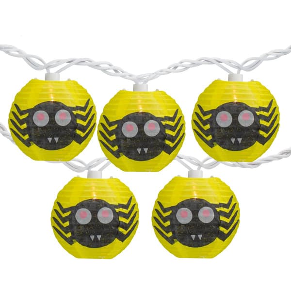 Northlight Seasonal 10ct. Yellow Spider Paper Lantern Lights - image 