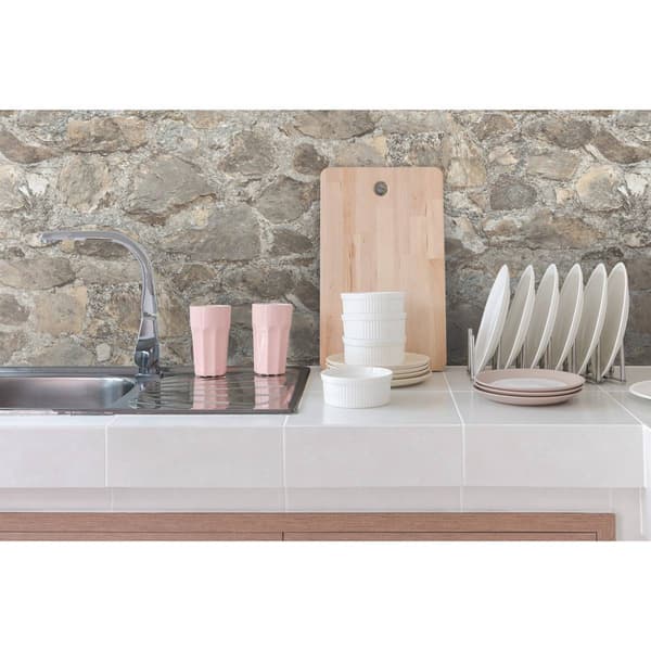 RoomMates&#174; Weathered Stone Almond Peel & Stick Wallpaper