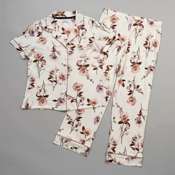Womens Nicole Miller Studio Short Sleeve Peony Pajama Set - image 
