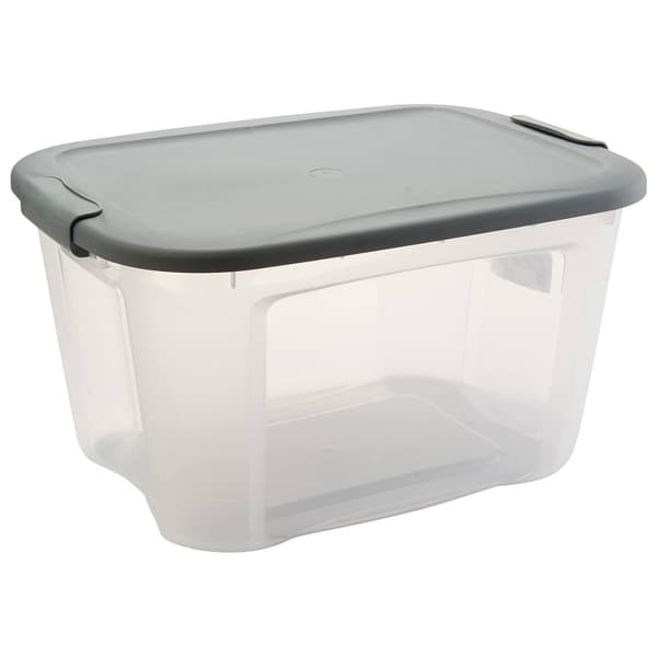 Bella 40qt. Clear Bottom & Grey Locking Lid Storage Bin - image 