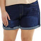 Juniors Plus California Vintage Distressed Hem Denim Shorts - image 1