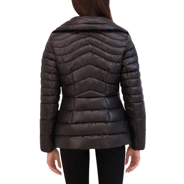 Womens Kenneth Cole Chevron Puffer Jacket w/Winged Collar