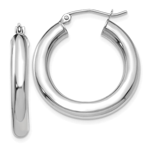 Gold Classics&#40;tm&#41; 14kt. White Gold 25mm Hoop Earrings - image 