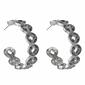 Roman Silver-Tone Hematite Marcasite Filigree Hoop Earrings - image 1