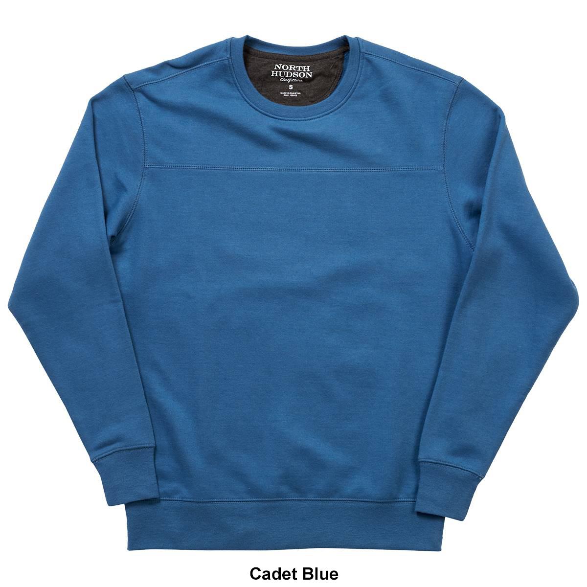 Mens North Hudson Suede Crew Neck Pieced Chest Sweatshirt