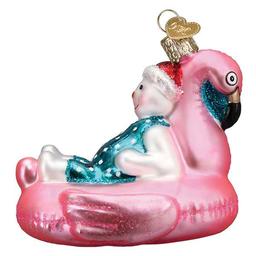 Old World Christmas Pool Float Snowman Glass Ornament