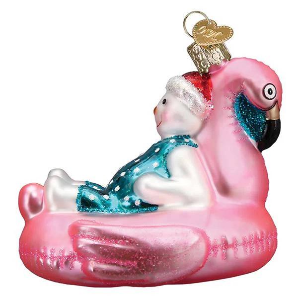 Old World Christmas Pool Float Snowman Glass Ornament
