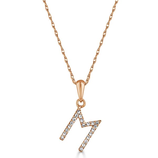 Diamond Classics(tm) 14kt. Rose Gold Initial M Letter Necklace - image 