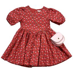 Girls (7-16) BTween® Puff Sleeve Floral Poplin Dress w/ Purse