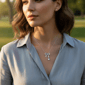 Saffron 0.5ctw. Bow Drop Turquoise Moissanite Diamond Necklace - image 5