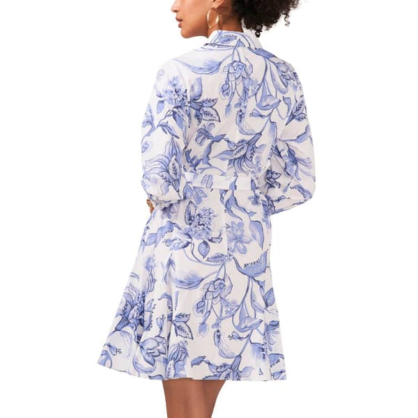 Womens MSK 3/4 Sleeve Floral Cotton Shirtdress