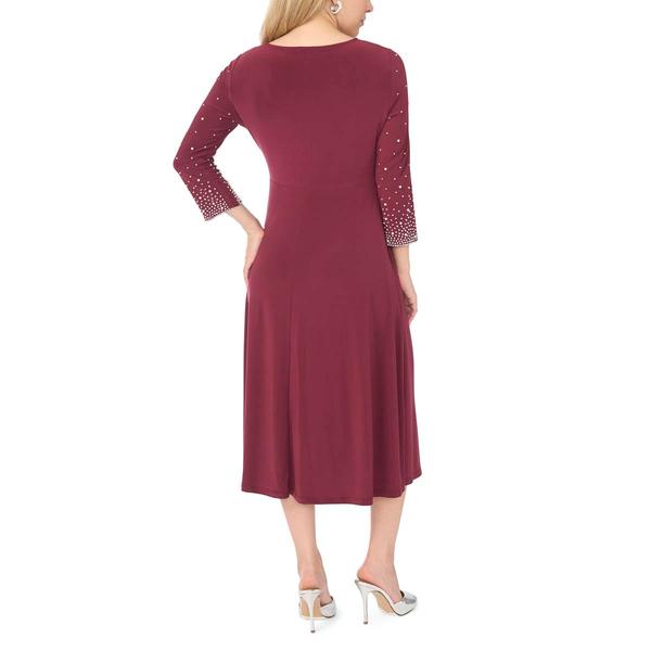 Petite MSK 3/4 Embellished Sleeve Surplus Neck Midi Dress