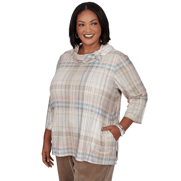 Plus Size Alfred Dunner Sunset Ridge Shimmer Plaid Sweater
