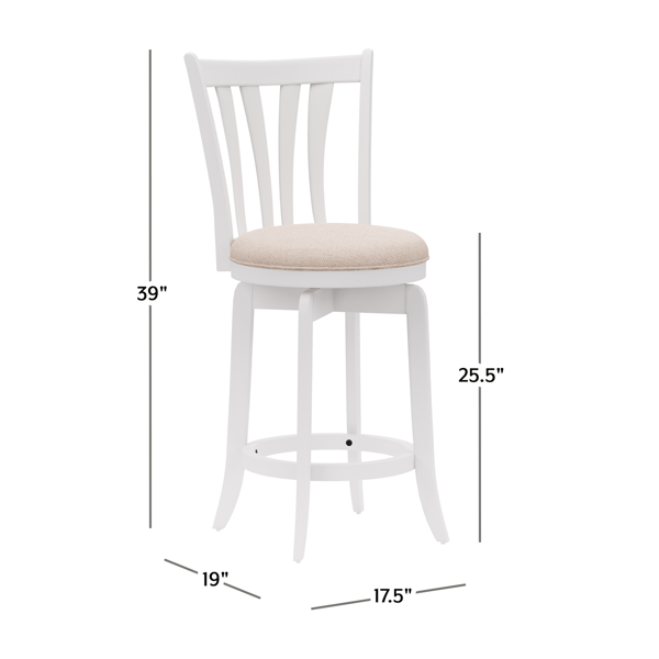 HH2 Home Savana White Wood Swivel Counter Height Stool