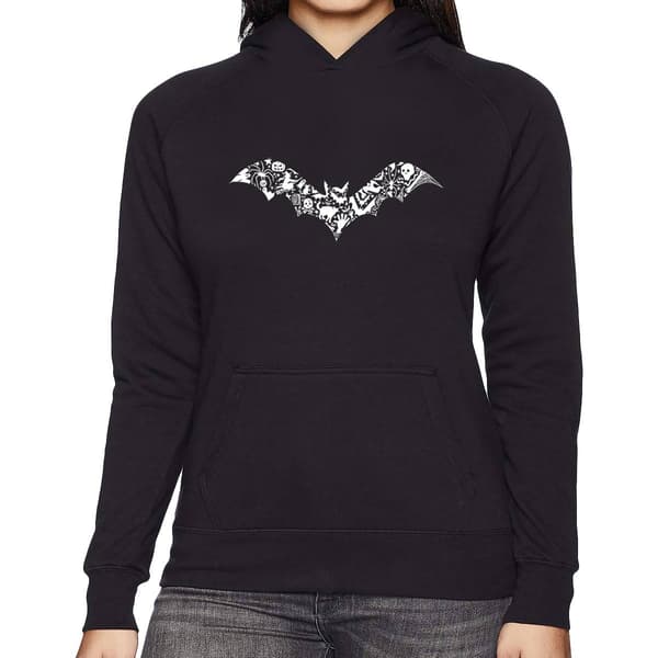 Plus Size LA Pop Art Bat Pics Word Art Hooded Sweatshirt - image 