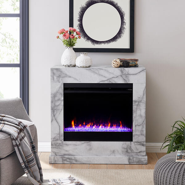 Southern Enterprises Dendale Faux Marble Fireplace - image 