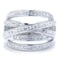 Fine Silver Plated Clear Crystal Pave Spiral Ring - image 1