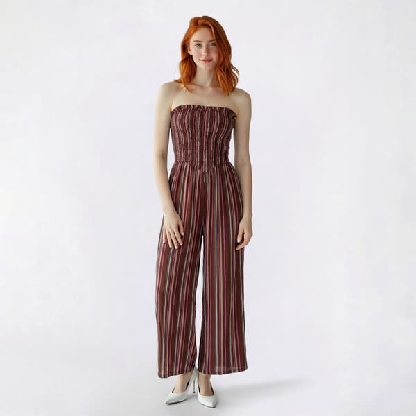 Juniors No Comment Smock Tube V Waist Gauze Jumpsuit