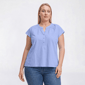 Plus Size Hasting & Smith Cap Sleeve Split Neck Blouse - image 1