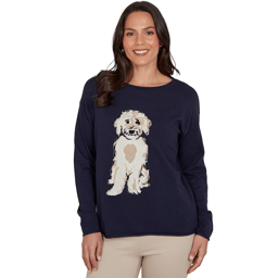 Womens Skyes the Limit Urban Heirloom Dog Motif Sweater