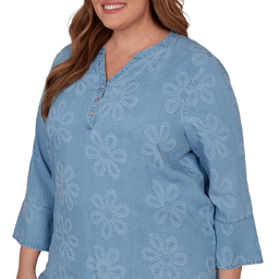 Plus Size Alfred Dunner Camden Market Floral Embroidery Blouse