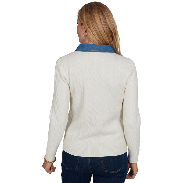 Petite Ruby Rd. Game of Luxe Long Sleeve Cable Knit Sweater