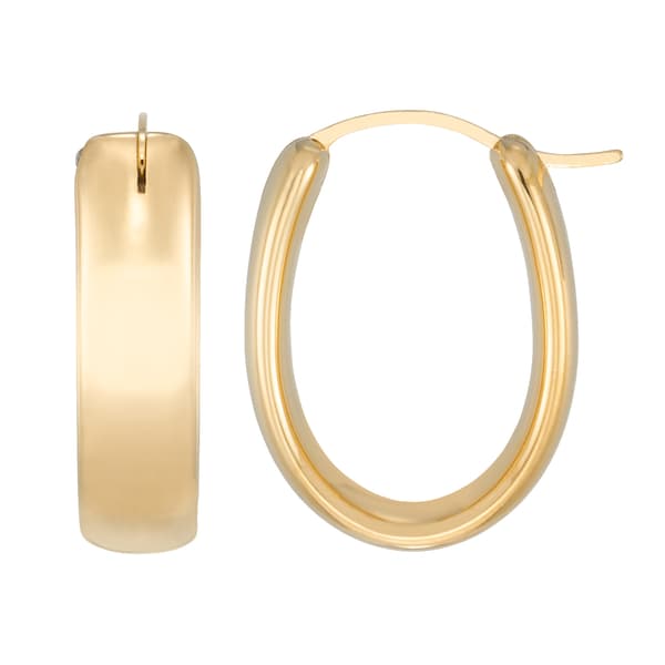 Evergold 14kt. Gold over Resin Polished Oval Hoop Earrings - image 