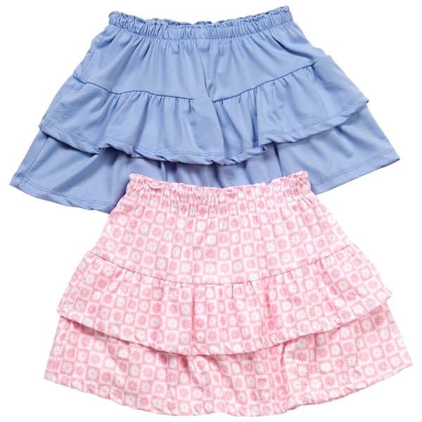 Girls (4-6x) One Step Up 2pk. Ruffle Daisy/Check & Solid Skorts