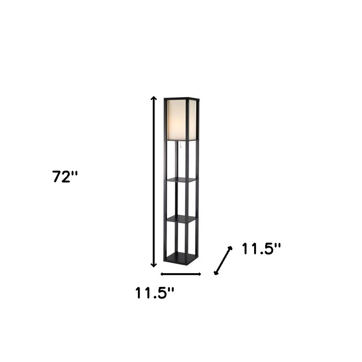 HomeRoots 72in. Solid Wood Column Lamp with Cotton Shade