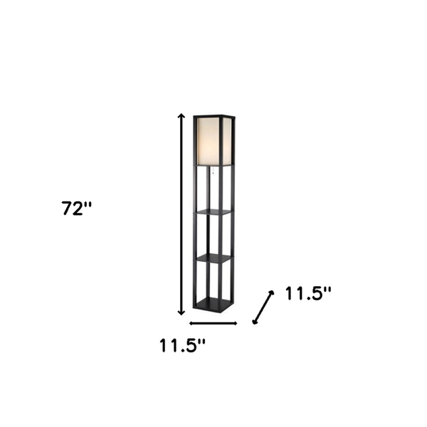 HomeRoots 72in. Solid Wood Column Lamp with Cotton Shade