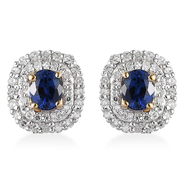 Nova Star(R) Created Sapphire & Lab Grown Diamond Stud Earrings - image 