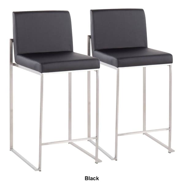 LumiSource Fuji Contemporary High Back Counter Stools - Set of 2