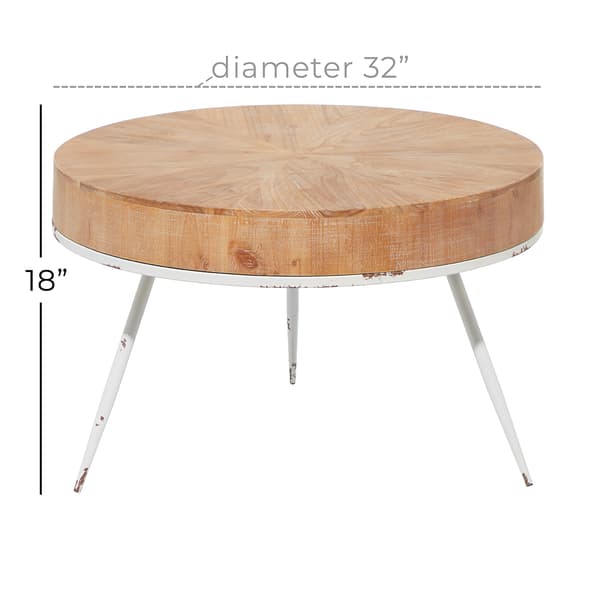 9th & Pike&#174; Natural Wood And Iron Modern Coffee Table