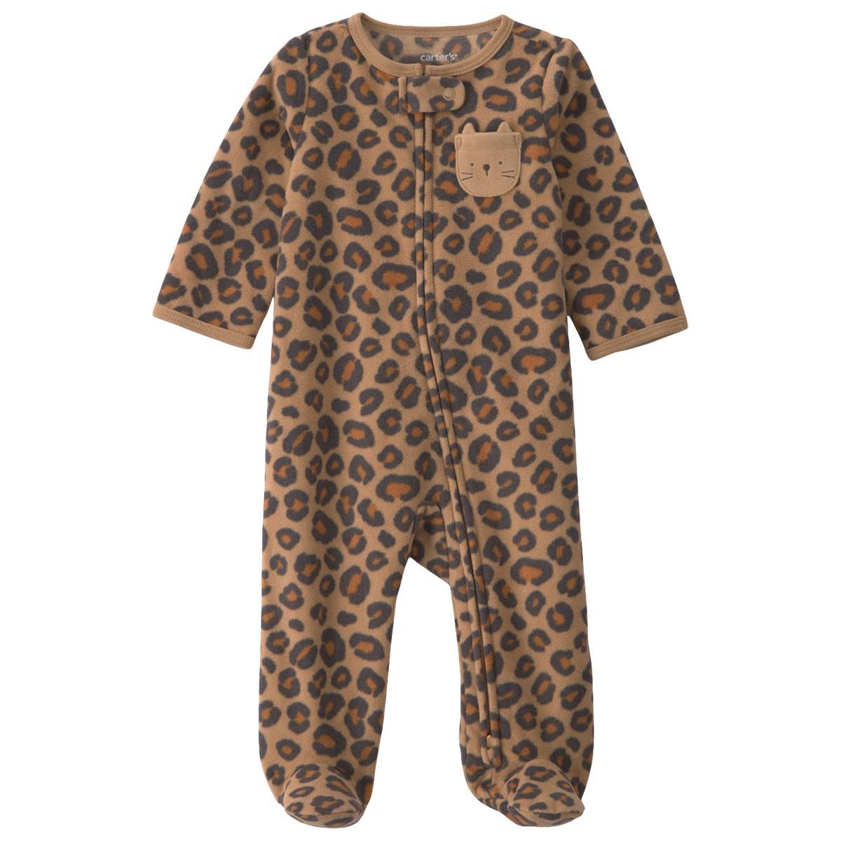 Baby Girl (NB-9M) Carter''s(R) Leopard Zip Sleep & Play Pajamas