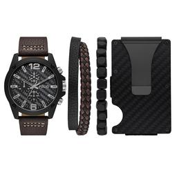 Mens Folio Watch Bracelet &amp; Card Holder Set - FMDFL6049