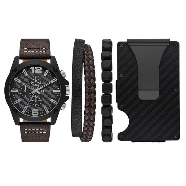 Mens Folio Watch Bracelet &amp; Card Holder Set - FMDFL6049 - image 