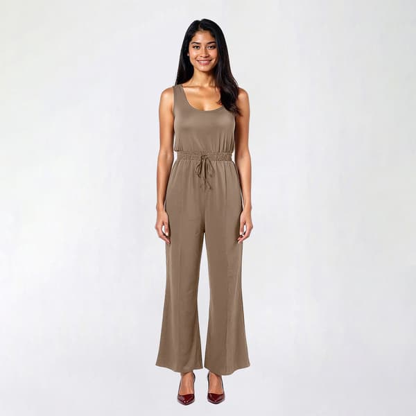 Juniors No Comment French Terry Elastic Waist Jumpsuit