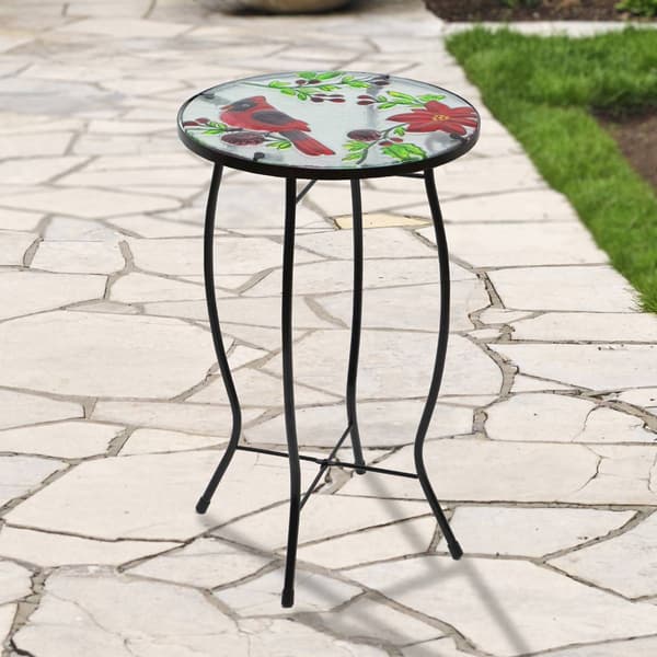 Northlight Seasonal Red Cardinal Glass Patio Side Table