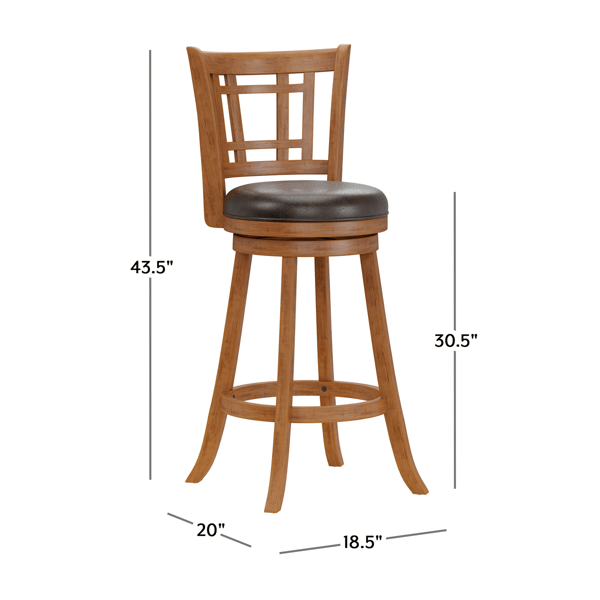 HH2 Home Fairfox Oak Wood Bar Height Swivel Stool
