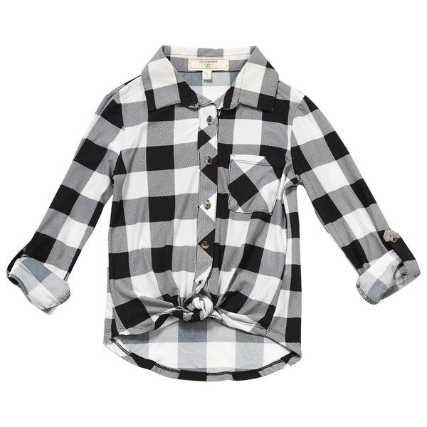 Girls &#40;7-16&#41; No Comment Button Down Top - Buffalo Plaid - image 