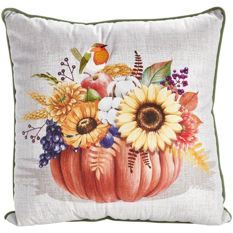 Nourison Pumpkin Flower Arrangement Decorative Pillow - 18x18